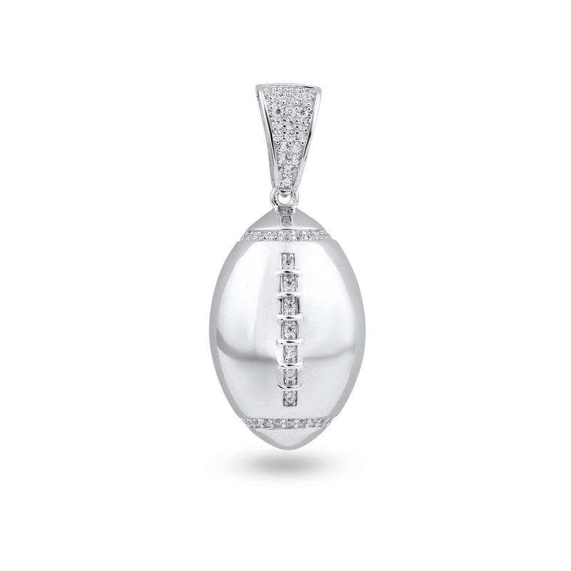 Rhodium Plated 925 Sterling Silver Football Clear CZ Pendant - SLP00343 | Silver Palace Inc.