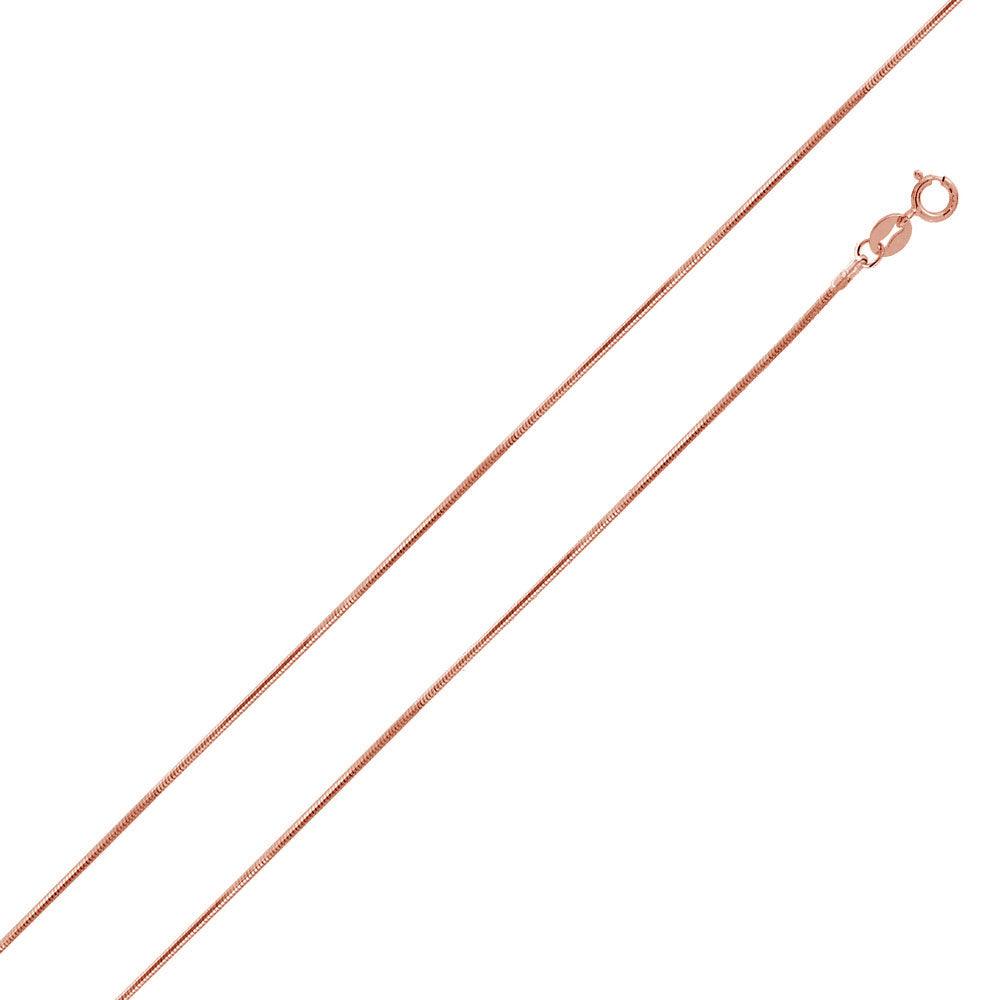Silver 925 Rose Gold Plated Snake 8 Sided 015 Chain 0.7mm - CH179 RGP | Silver Palace Inc. #plating_rose gold