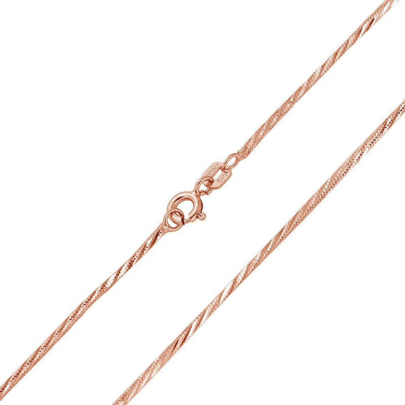 Silver 925 Rose Gold Plated Snake 4 Sided DC 025 Chain 0.9mm - CH174 RGP | Silver Palace Inc.
