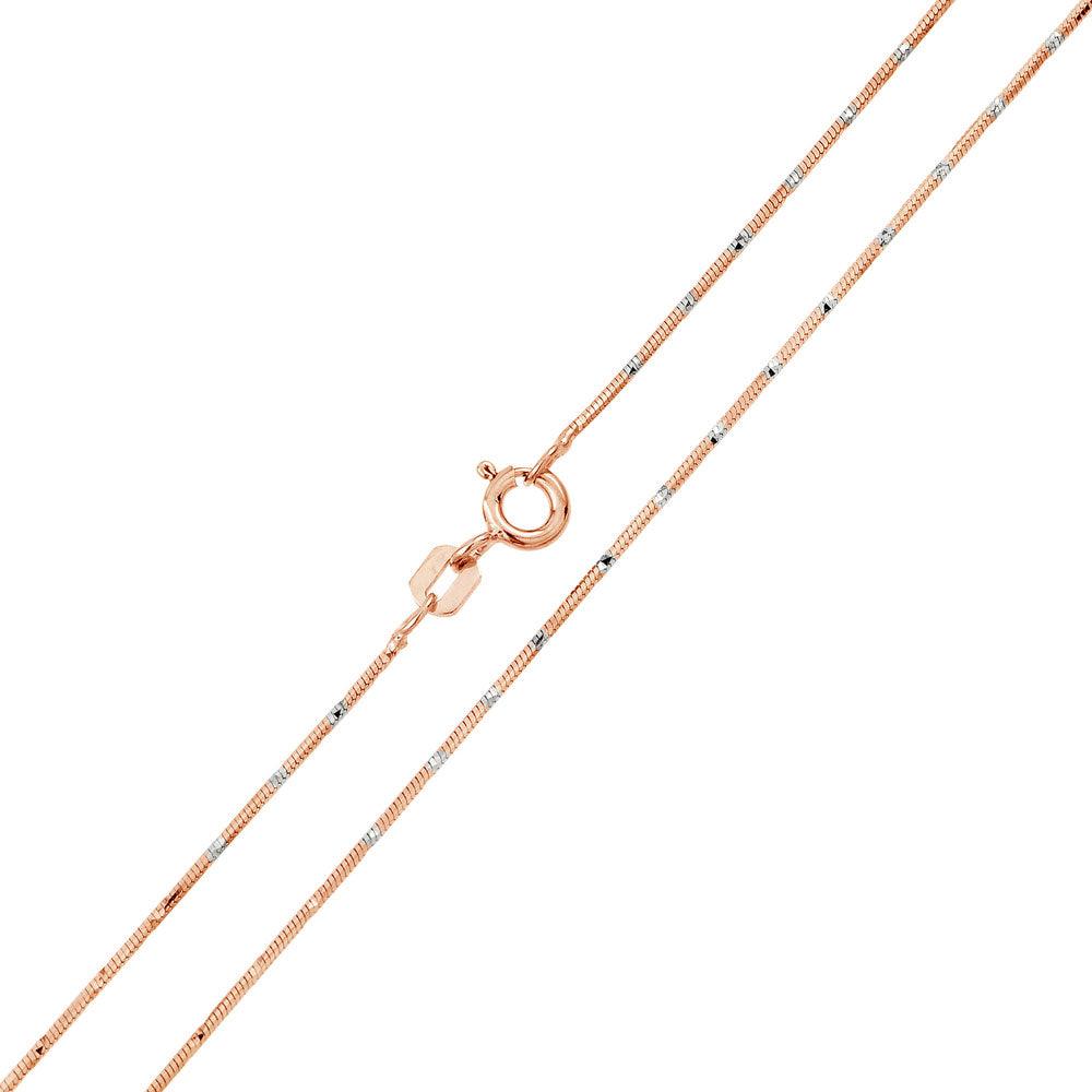Silver 925 Rose Gold Plated 8 Sided Snake DC 025 Chain 0.8mm - CH173 RGP | Silver Palace Inc. #plating_rose gold