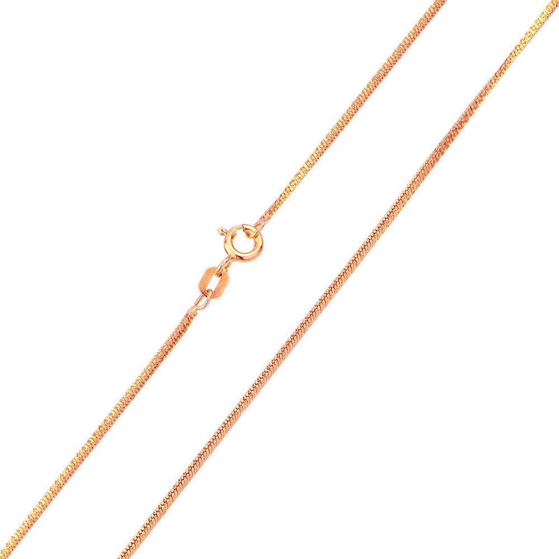 Silver 925 Rose Gold Plated Square Sided Snake 025 Chain 0.9mm - CH152 RGP | Silver Palace Inc.