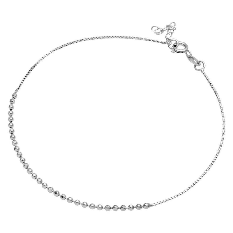 Silver 925 Rhodium Plated DC Bead Anklet - SOA00013 | Silver Palace Inc.