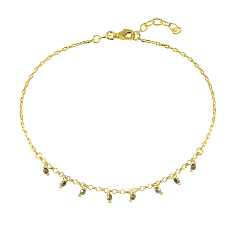Silver 925 Gold Plated Dangling CZ Anklet - SOA00020 | Silver Palace Inc.