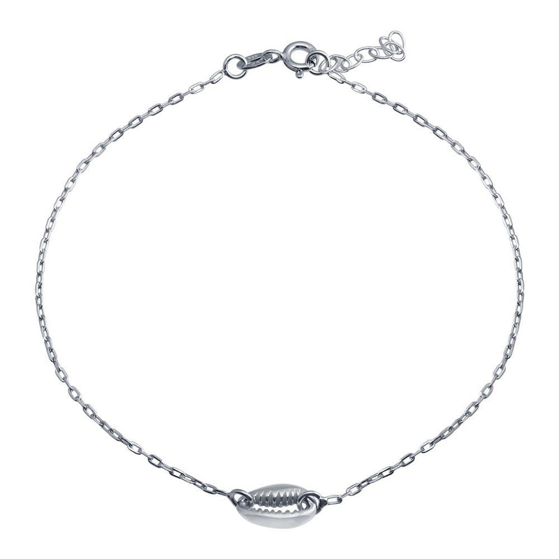 Rhodium Plated 925 Sterling Silver Clam Mouth Chain Anklet - SOA00028 | Silver Palace Inc.
