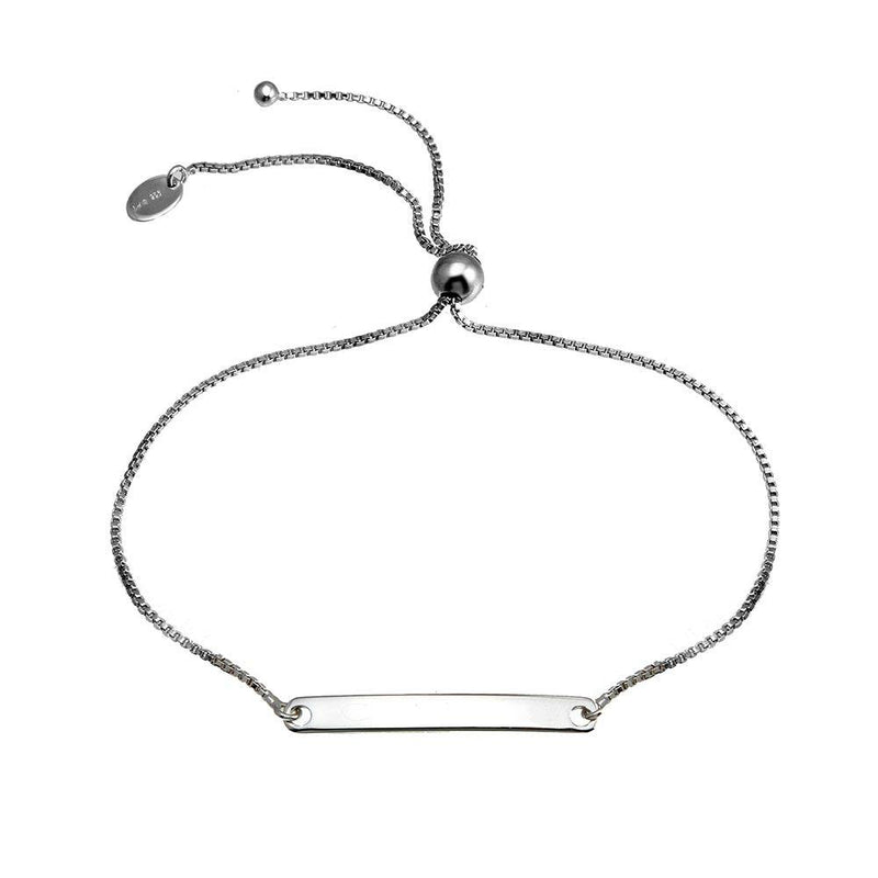 Rhodium Plated 925 Sterling Silver ID Lariat Bracelet - SOB00004 | Silver Palace Inc.