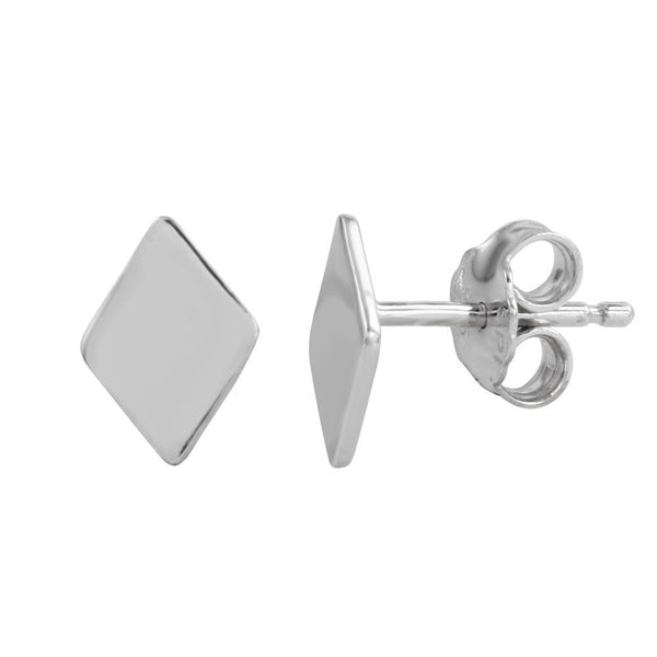 Silver 925 Rhodium Plated Diamond-Shaped Stud Earrings - SOE00006 | Silver Palace Inc.