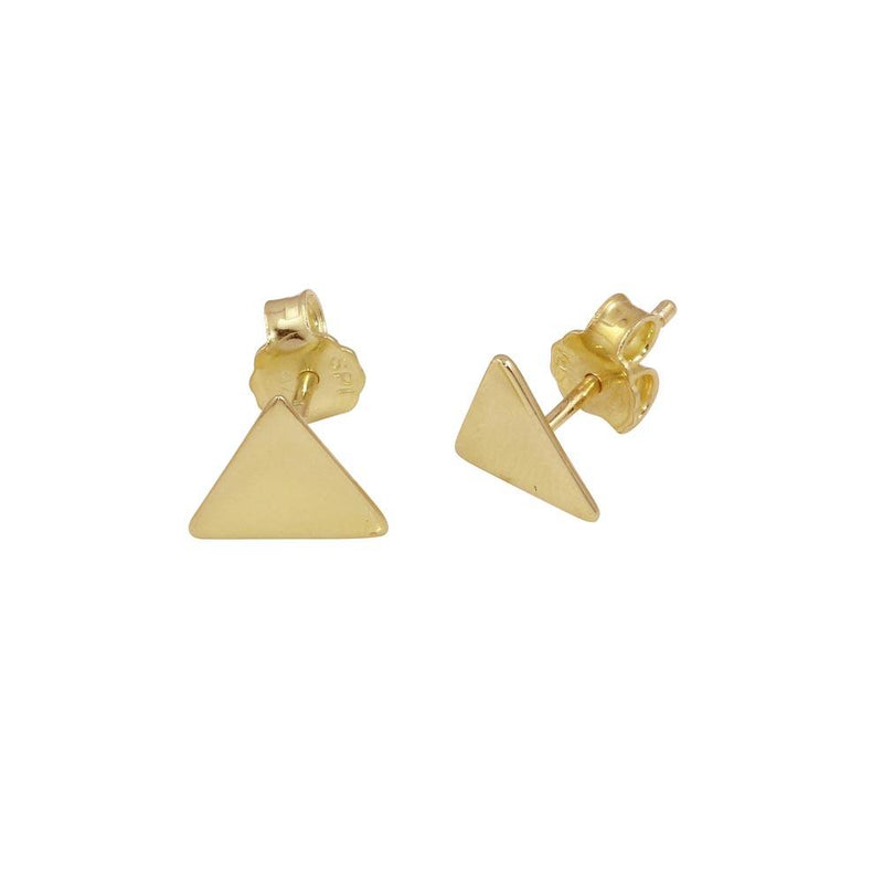 Silver 925 Gold Plated Flat Triangle Stud Earrings - SOE00009 | Silver Palace Inc.