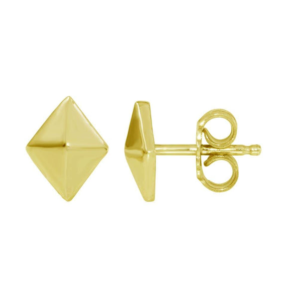 Silver 925 Gold Plated Rhombus Stud Earrings - SOE00017 | Silver Palace Inc.