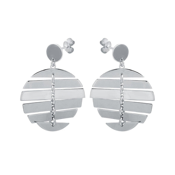 Silver 925 Rhodium Dangling Flexible Disc Earrings - SOE00029 | Silver Palace Inc.