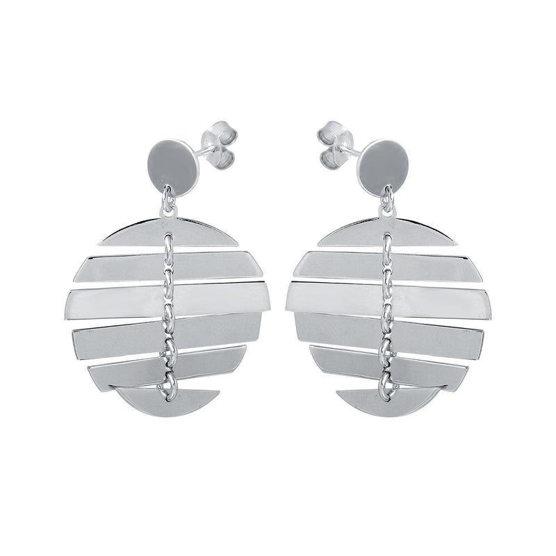 Silver 925 Rhodium Dangling Flexible Disc Earrings - SOE00029 | Silver Palace Inc.
