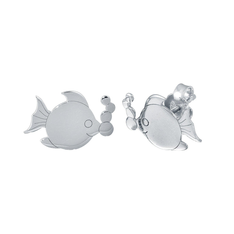 Silver 925 Rhodium Plated Bubble Fish Stud Earrings - SOE00033 | Silver Palace Inc.