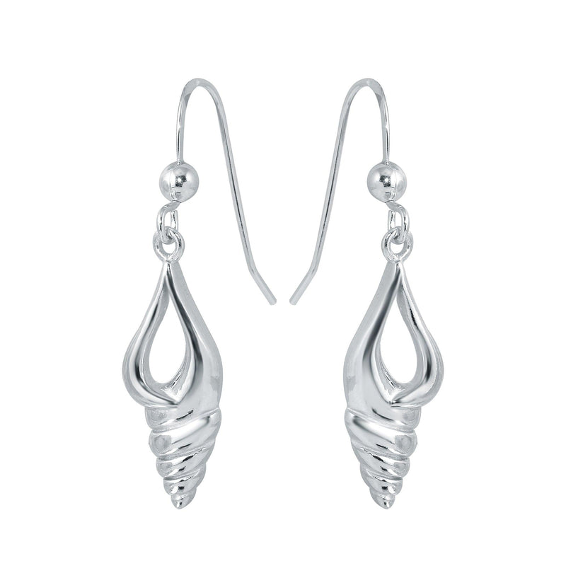 Silver 925 Rhodium Dangling Sea Shell Earrings - SOE00035 | Silver Palace Inc.