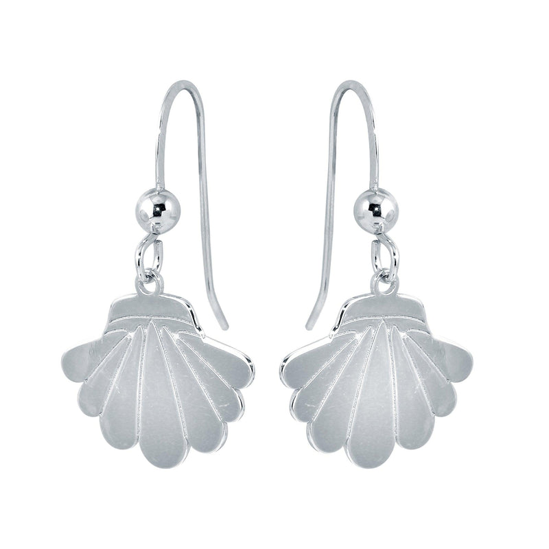 Silver 925 Rhodium Dangling Shell Earrings - SOE00037 | Silver Palace Inc.