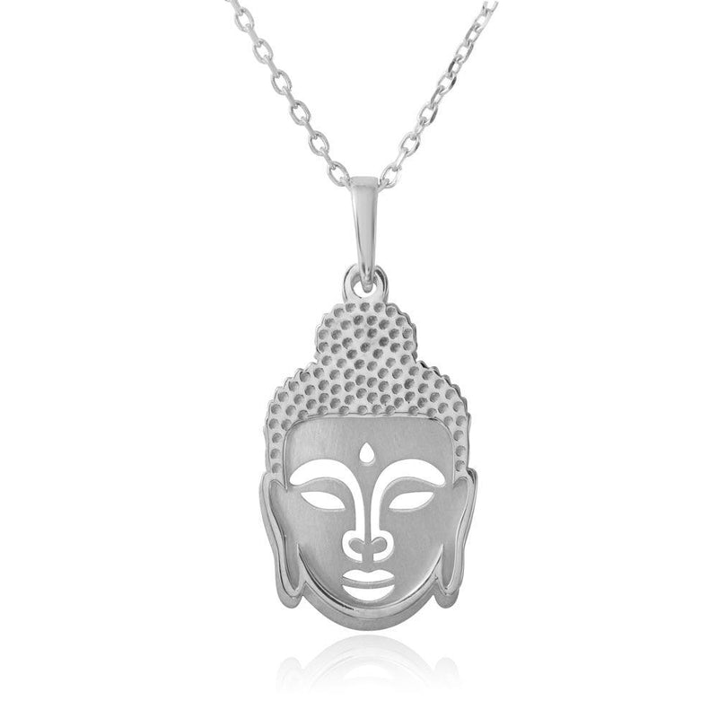 Silver 925 Rhodium Plated Buddha Pendant Necklace - SOP00010 | Silver Palace Inc.