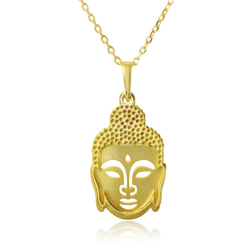 Silver 925 Gold Plated Buddha Pendant Necklace - SOP00011 | Silver Palace Inc.