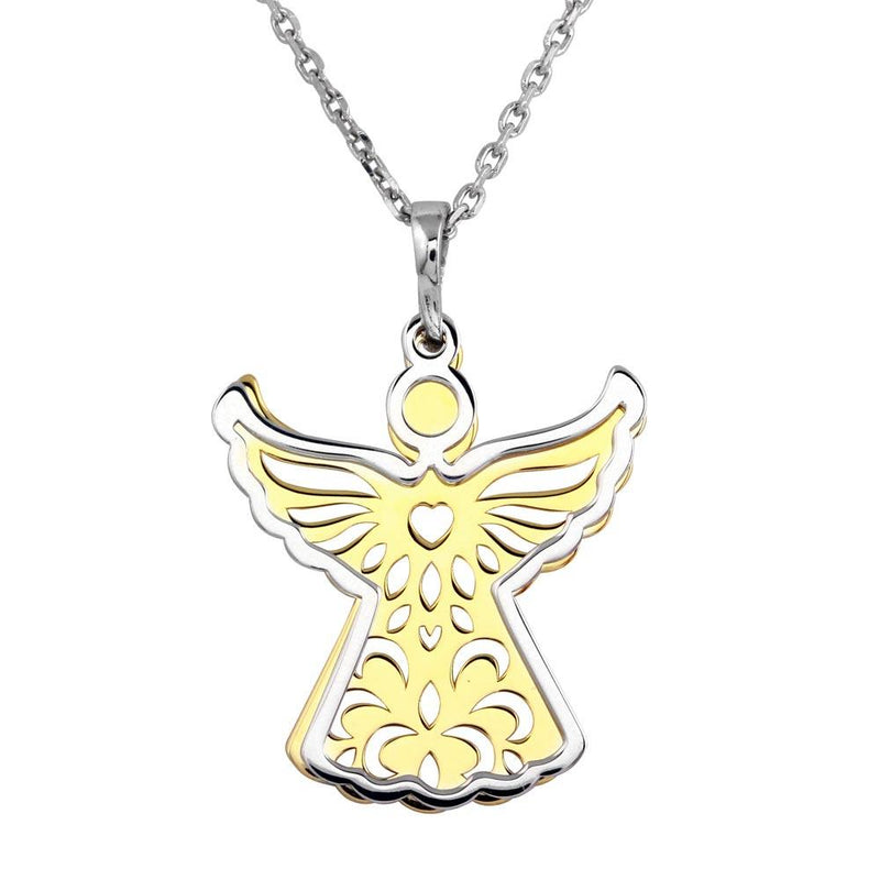 Silver 925 Rhodium Plated Angel Necklace - SOP00013 | Silver Palace Inc.