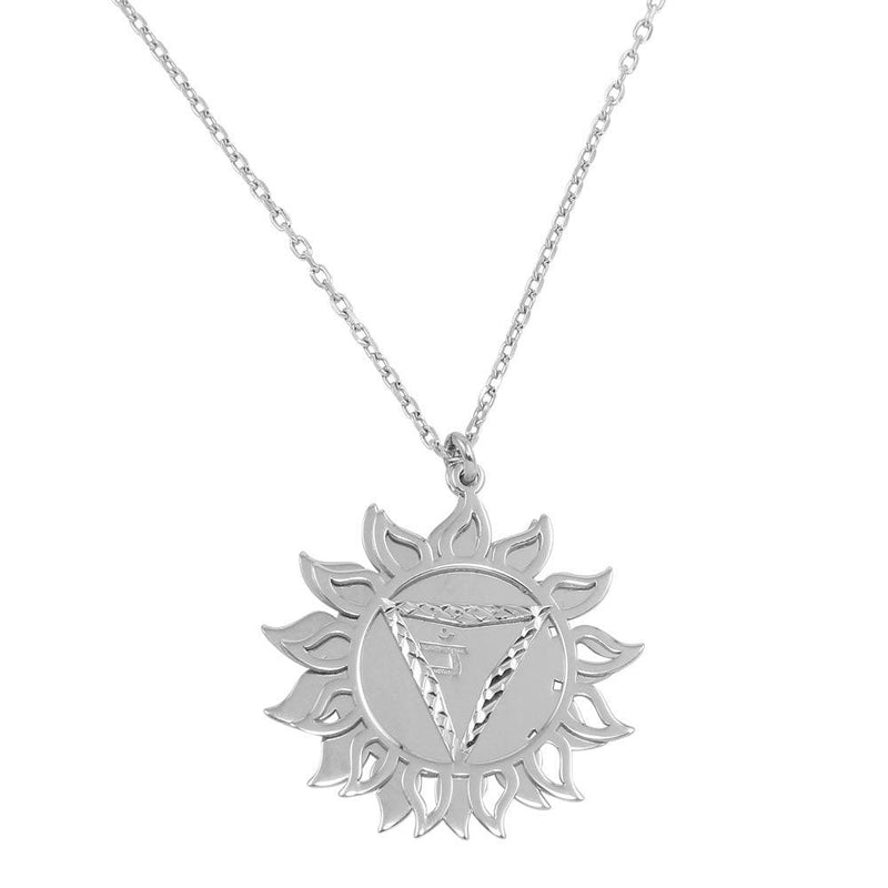 Silver 925 Rhodium Plated Manipura Chakra Symbol Necklace - SOP00052 | Silver Palace Inc.