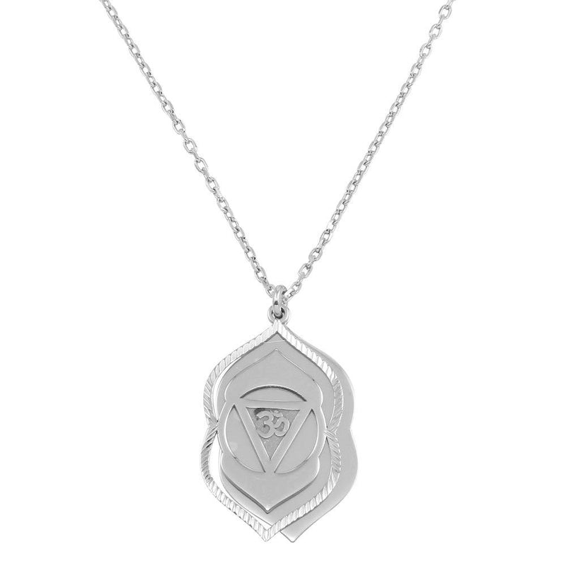 Silver 925 Rhodium Plated Ajna Chakra Symbol Necklace - SOP00054 | Silver Palace Inc.