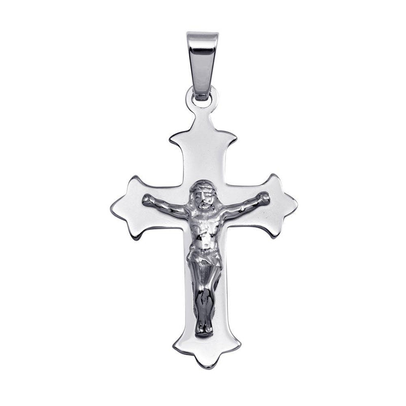 Silver 925 Rhodium Plated Flat Crucifix Pendant - SOP00083 | Silver Palace Inc.