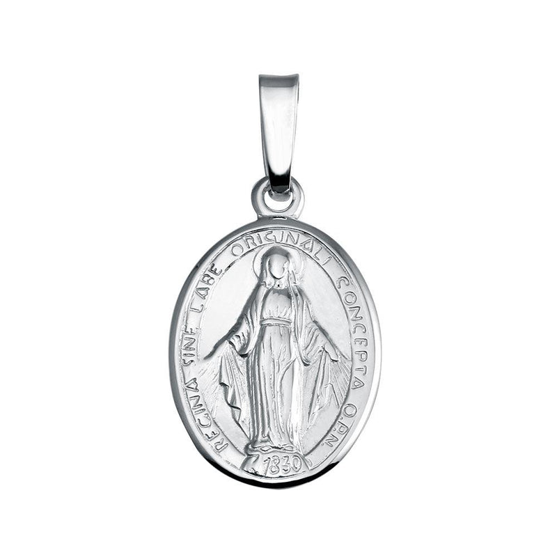 Silver 925 Silver Finish High Polished Mary Medallion Charm - SOP00133 | Silver Palace Inc.