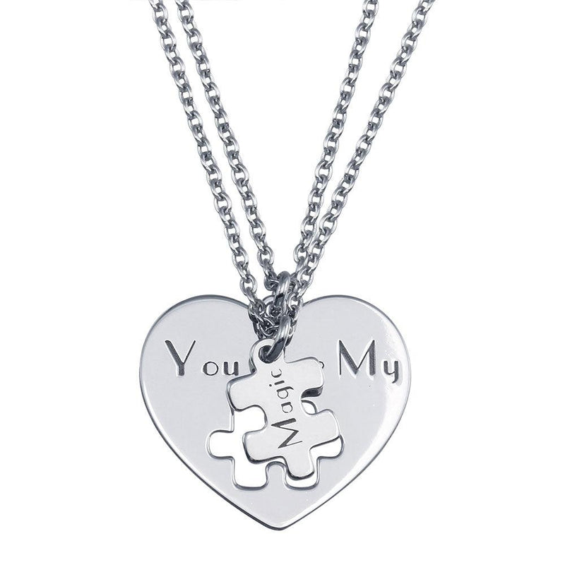 Rhodium Plated 925 Sterling Silver You Are My Magic Heart Pendant Necklace - SOP00166 | Silver Palace Inc.