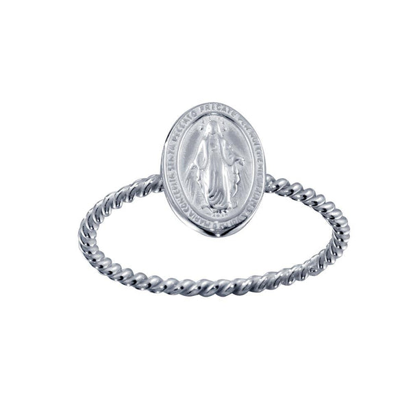 Silver 925 High Polished Mary Medallion Ring - SOR00025 | Silver Palace Inc.