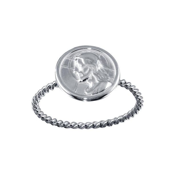 Silver 925 High Polished Jesus Medallion Ring - SOR00028 | Silver Palace Inc.