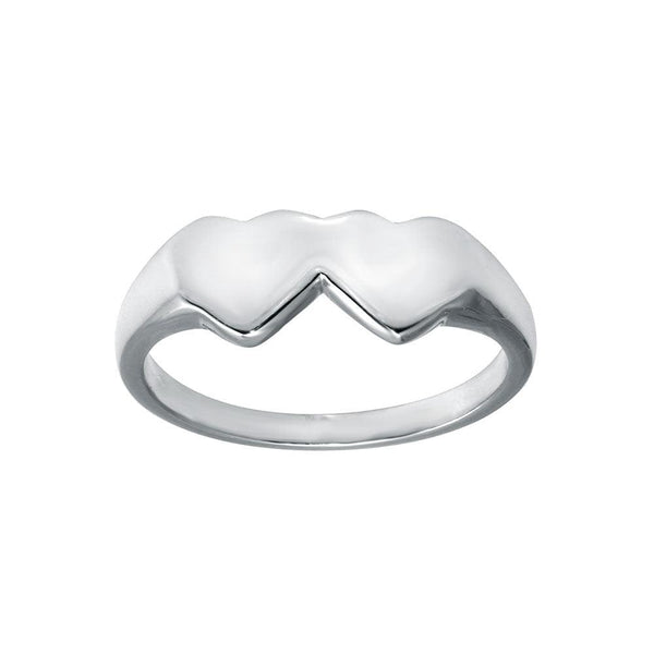 Rhodium Plated 925 Sterling Silver Double Heart Ring - SOR00036 | Silver Palace Inc.