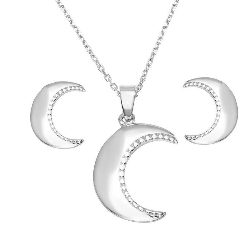 Silver 925 Rhodium Plated Crescent Set - SOS00010 | Silver Palace Inc.
