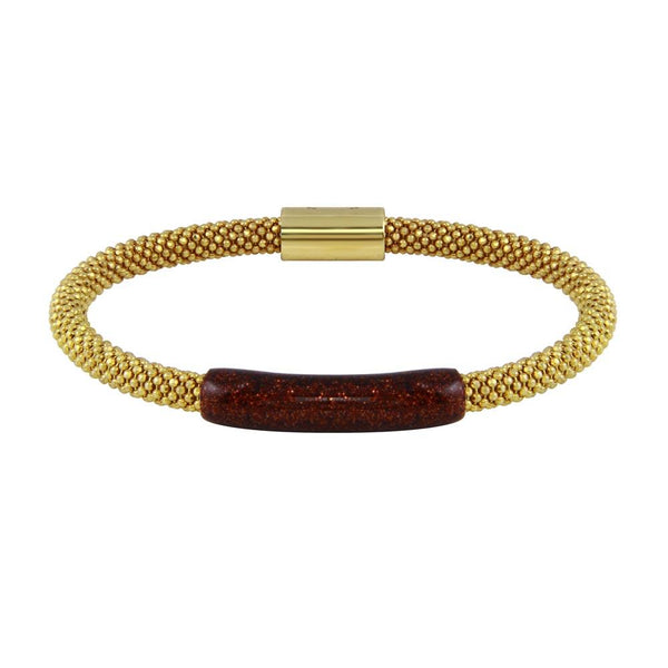 Closeout-Silver 925 Gold Plated Bar Glitter Magnetic Bracelet - SPB00011 | Silver Palace Inc.