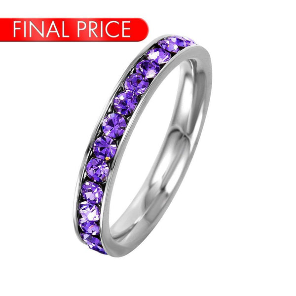 Stainless Steel CZ Eternity Band February - SSR15FEB | Silver Palace Inc.