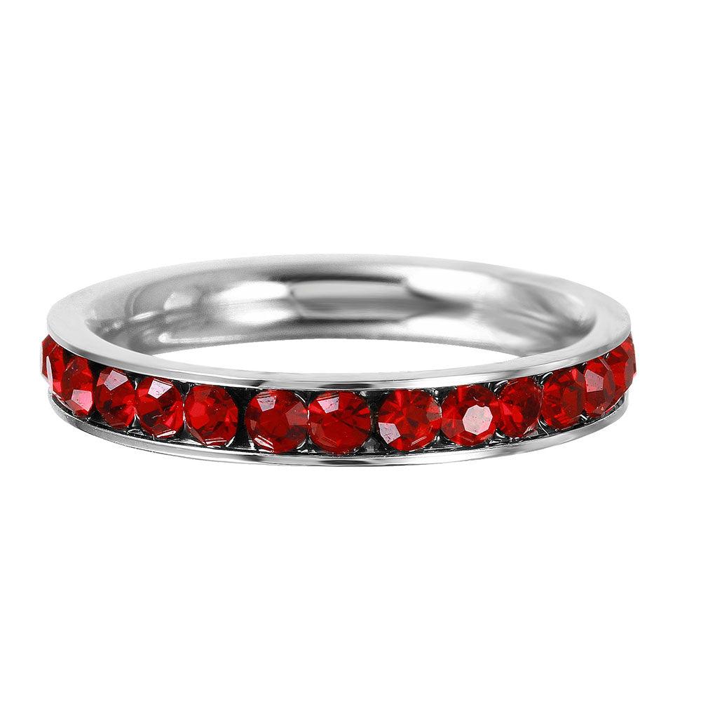 Stainless Steel CZ Eternity Band Ring January - SSR15JAN