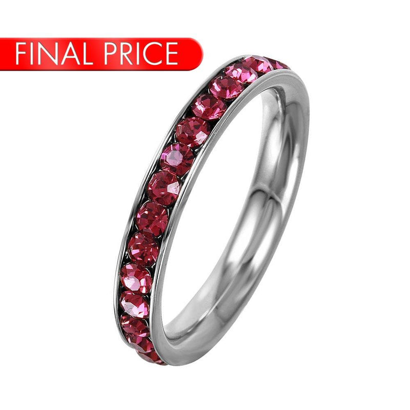 Stainless Steel CZ Eternity Band July - SSR15JUL | Silver Palace Inc.