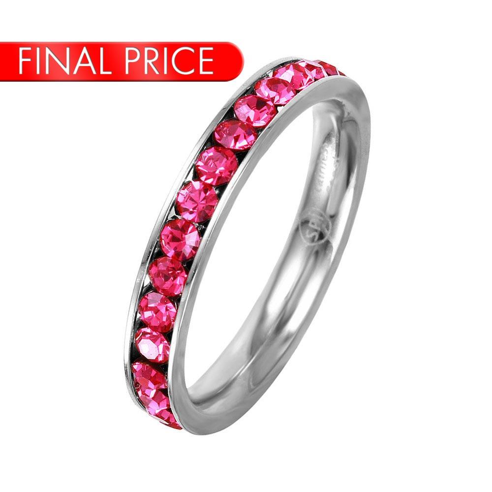 Stainless Steel CZ Eternity Band October SSR15OCT Silver Palace Inc.
