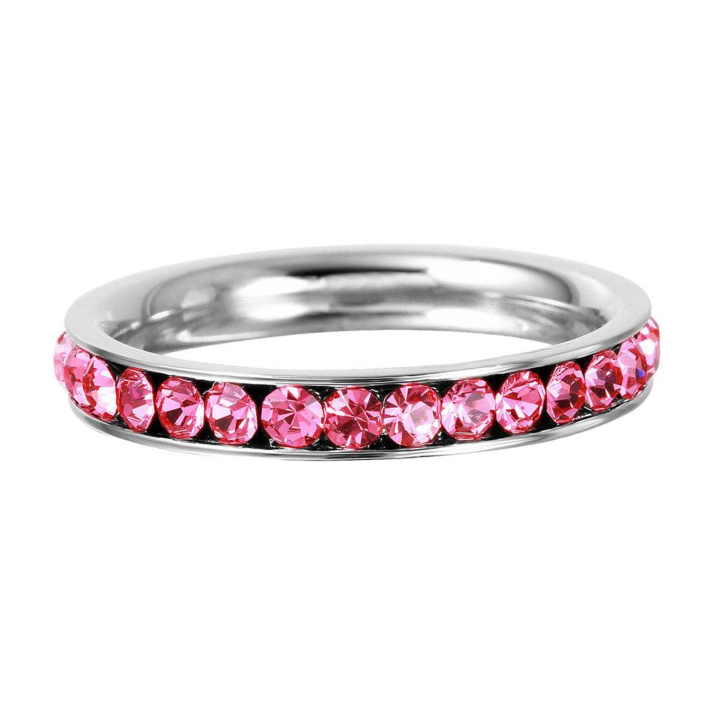 Stainless Steel CZ Eternity Band Ring October - SSR15OCT