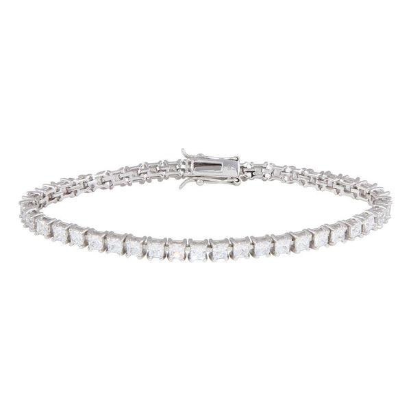 Silver 925 Rhodium Plated Clear CZ Tennis Bracelet - STB00008 | Silver Palace Inc.