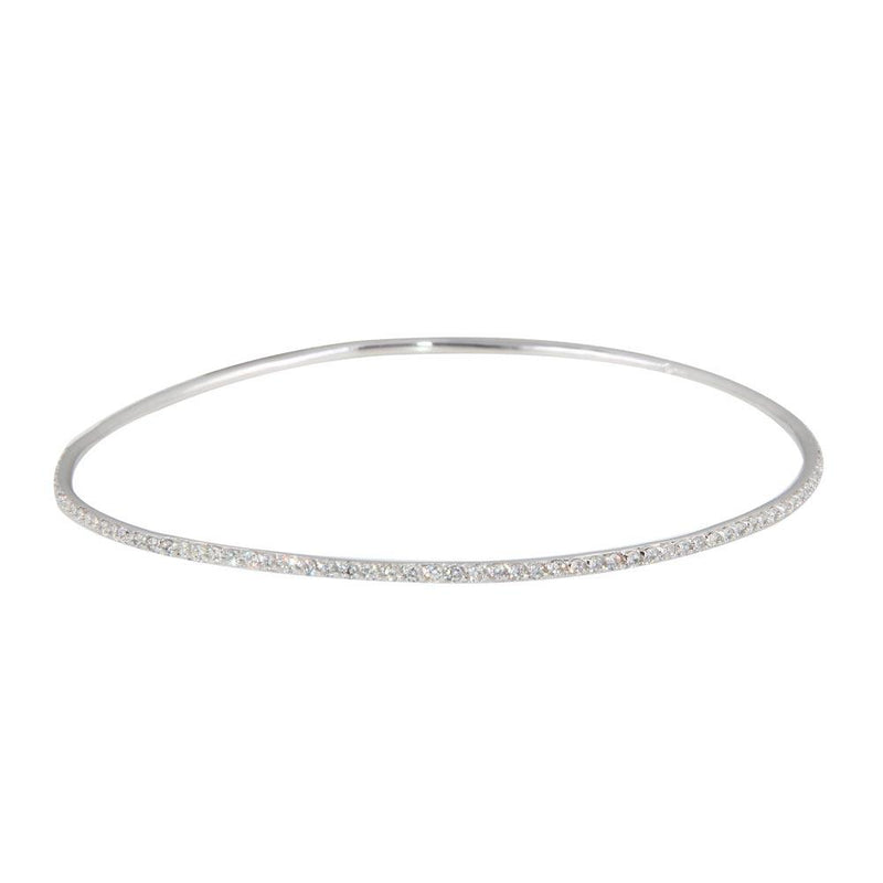 Silver 925 Rhodium Plated Clear CZ Covered Bangle Bracelet - STB00341RH | Silver Palace Inc.