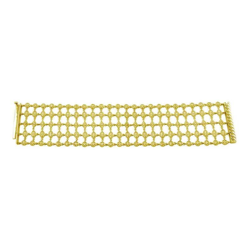 Silver 925 Gold Plated Round Clear CZ Net Bracelet - STB00361GP | Silver Palace Inc.