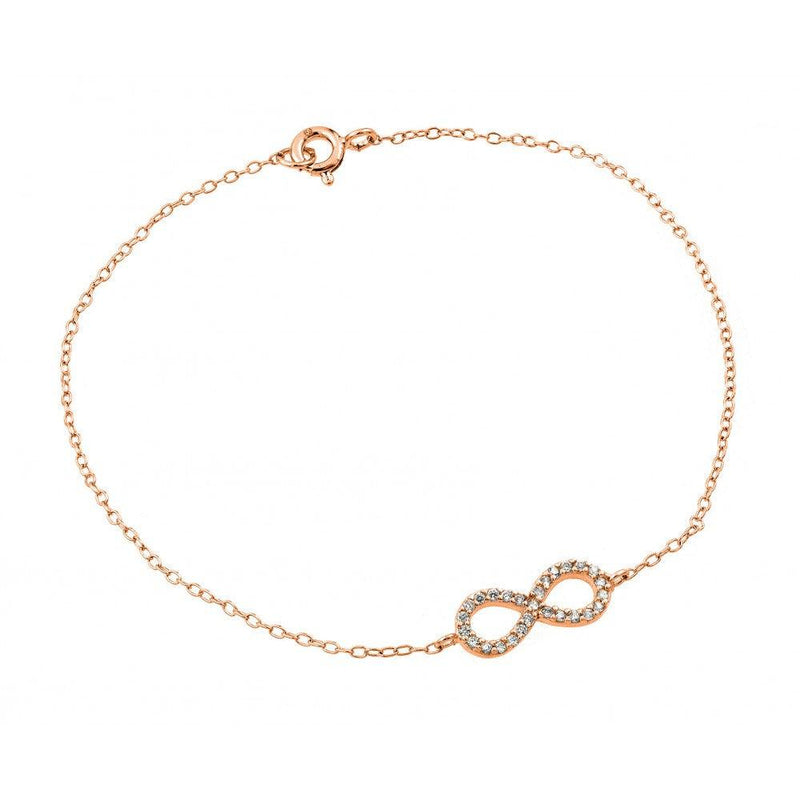 Silver 925 Rose Gold Plated Infinity Clear CZ Bracelet - STB00495RGP | Silver Palace Inc.