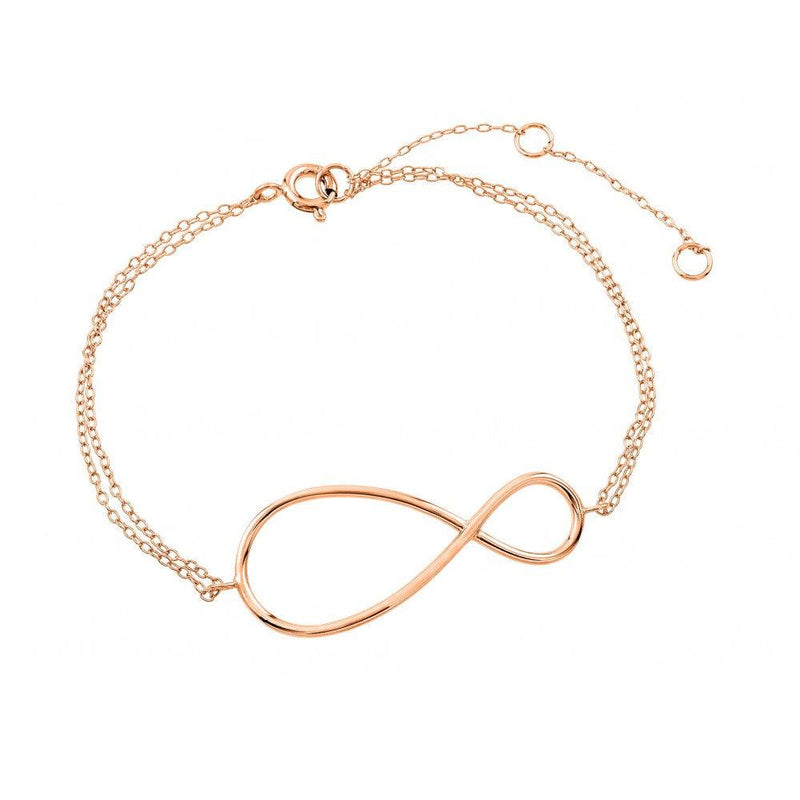 Silver 925 Rose Gold Plated Exaggerated Infinity Sign Bracelet - STB00496RGP | Silver Palace Inc.