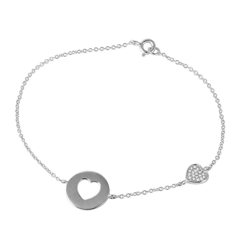 Silver 925 CZ Heart Cutout Bracelet - STB00497 | Silver Palace Inc.