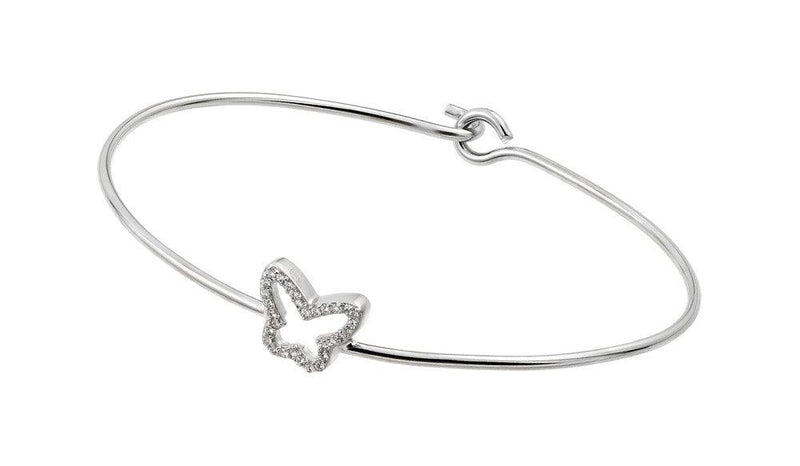 Silver 925 Rhodium Plated Butterfly Outline Clear CZ Bracelet - STB00509 | Silver Palace Inc.