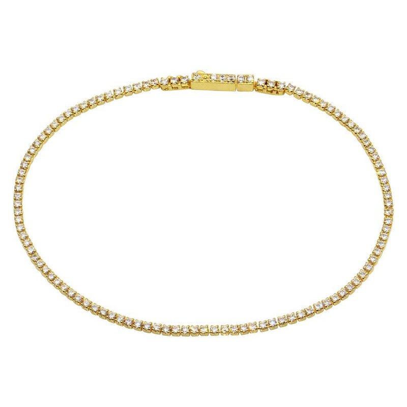 Silver 925 Gold Plated CZ Tennis Bracelet - STB00558GP | Silver Palace Inc.