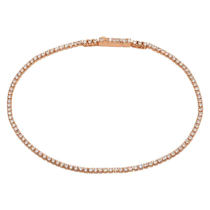 Silver 925 Rose Gold Plated Tennis Bracelet with CZ Stones - STB00558RGP | Silver Palace Inc.