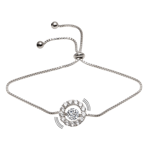 Silver 925 Round Dancing CZ Lariat Bracelet - STB00564 | Silver Palace Inc.
