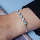 Pulsera Lariat de plata de ley 925 rodiada con circonitas cúbicas y ópalo sintético - STB00566RH