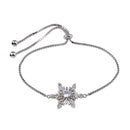Rhodium Plated 925 Sterling Silver Lariat Snow Flakes CZ Bracelet - STB00576 | Silver Palace Inc.