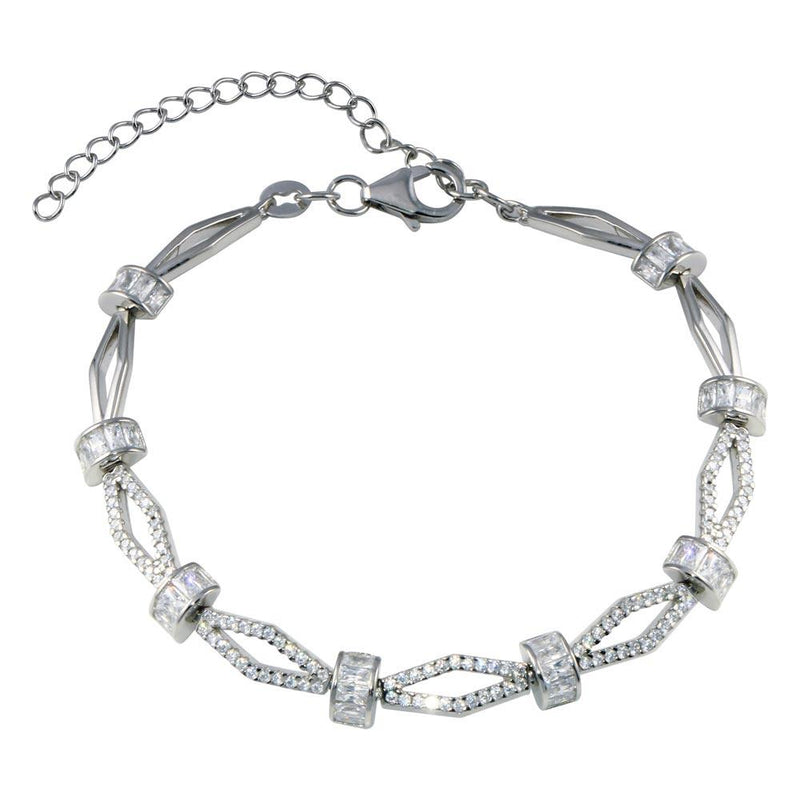 Rhodium Plated 925 Sterling Silver Confetti CZ Bracelet - STB00581 | Silver Palace Inc.