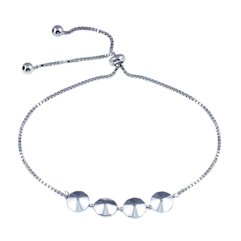 Rhodium Plated 925 Sterling Silver 4 Disc Lariat Chain Bracelet -STB00610 | Silver Palace Inc.