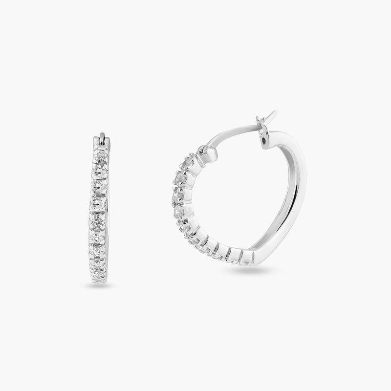 Closeout-Silver 925 Rhodium Plated Half Eternity CZ Hoop Earrings - STE00031 | Silver Palace Inc.
